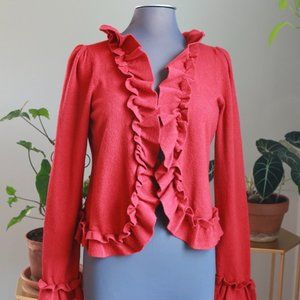 INC International Concepts LARGE Christmas RED Sweater with Gorgeous RUFFLES!